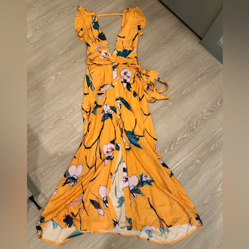 Maaji Vibrant Floral Maxi Dress in Yellow and Green